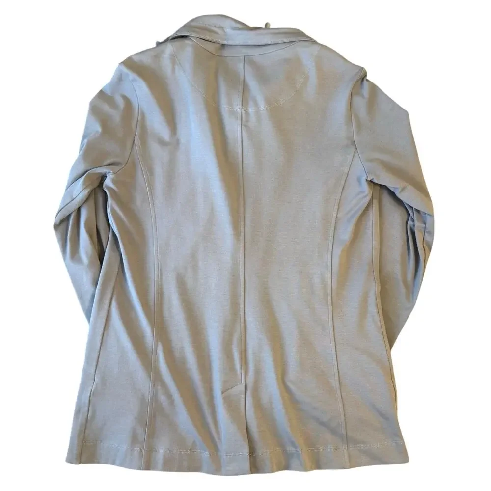 Eileen Fisher Sweatshirt Organic Cotton Jersey High Collar Zip Jacket Taupe XS